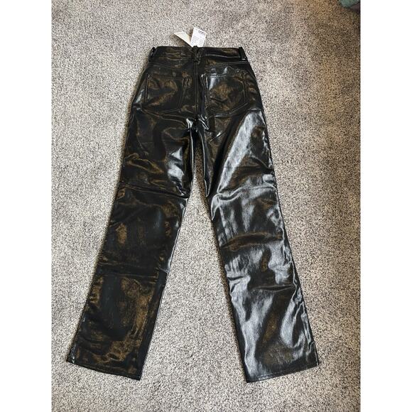 Zara NWT Vegan Shiny Faux Leather Straight Leg Pants Black Size 6 - Picture 10 of 11